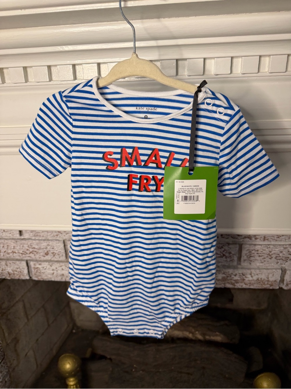 kate spade New York 'Small Fry' Blue Stripe Baby Bodysuit